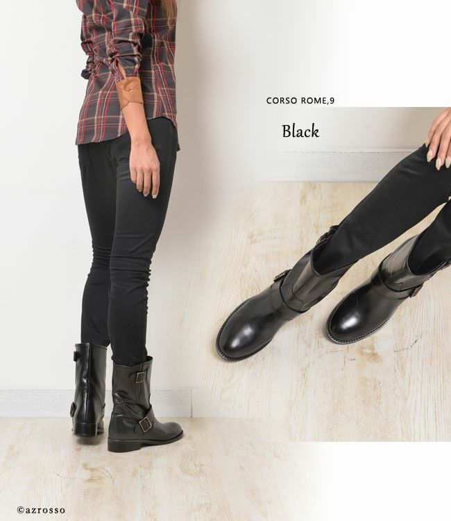 CORSO ROMA9 ブラックレザーシューズ 未使用】CORSO ROMA9 フラットシューズ ミュール レザー