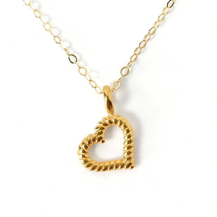 ハート ネックレス シンプル ハートネックレス 華奢 小さい 14K