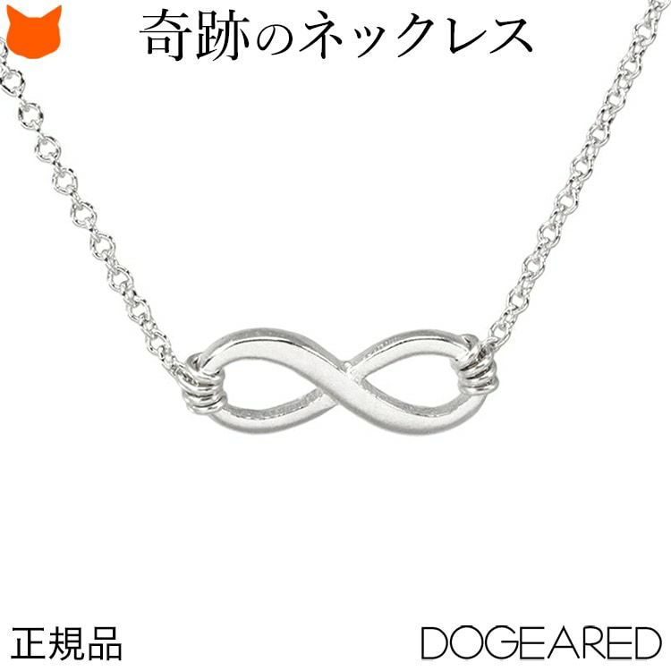 小さなインフィニティモチーフのシルバーネックレス「Dogeared infinite love」