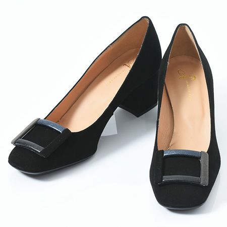 極美品　TOD'S トッズ　本革　スエード　太ヒール　パンプス　25cm 黒 トッズ TOD'S スエードビット ヒールパンプス （BLACK
