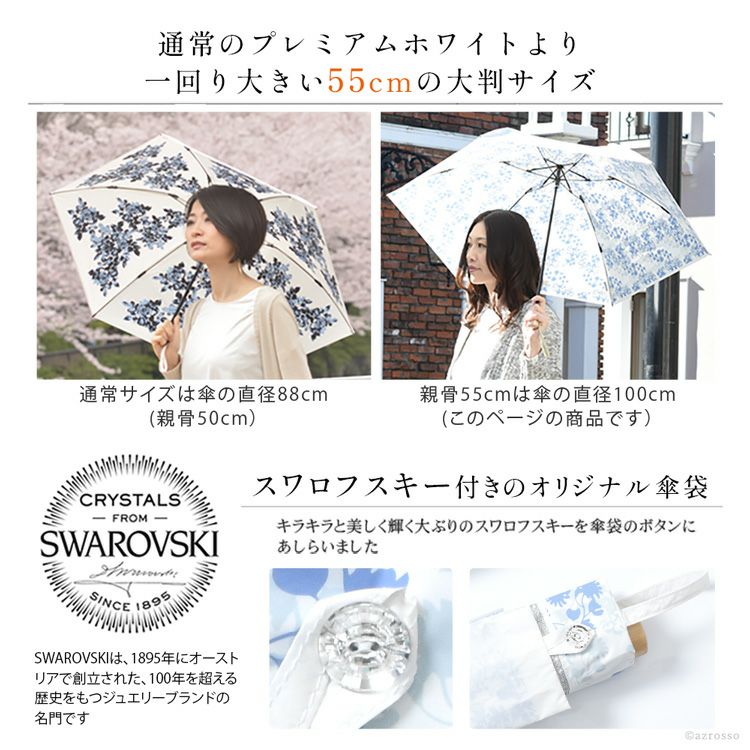 ディアフラワー UVION プレミアムホワイト 折りたたみ日傘 大判