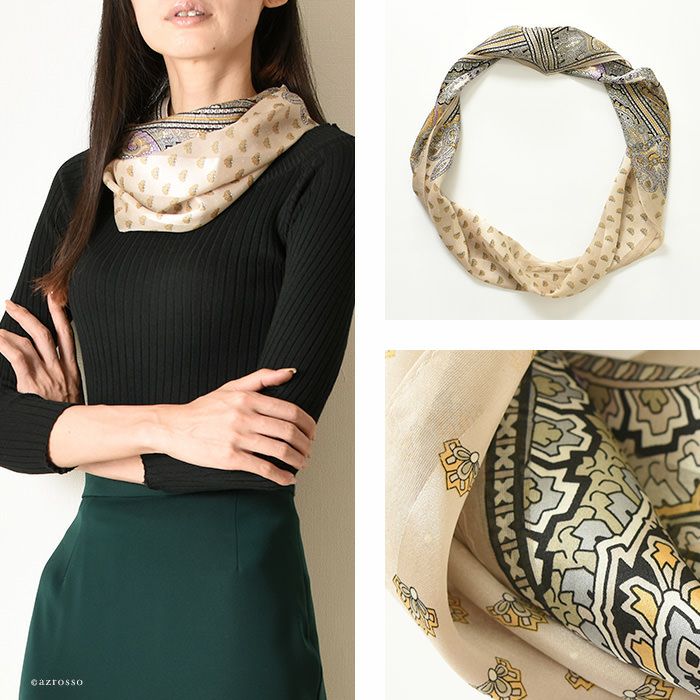 美品】visvim SILK SCARF シルクスカーフ NAVY ネイビー