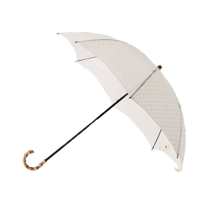 ワカオ コットン日傘 ドット 日本製 折りたたみ 綿100 Wakao バンブー ホワイト 白 上品な日本ブランドの日傘