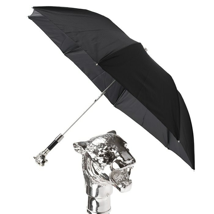 メンズ 折りたたみ傘 アニマルヘッド ライオン 虎 タイガー PASOTTI パソッティ ジャンプ式 雨傘 8本骨 紳士用 黒 ブラック