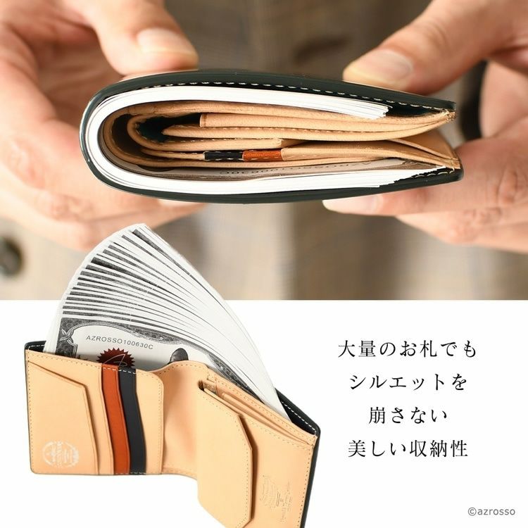 二つ折り財布 コードバン レザー 財布 多収納 アトリエヒロ
