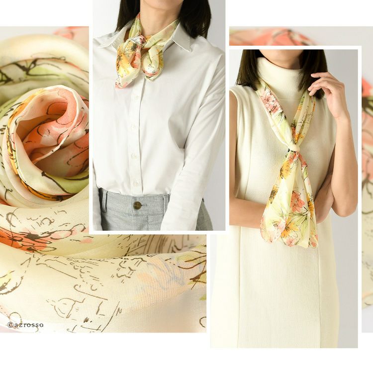 ECHO エコー シルク スカーフ フルーツ フラワー バタフライ柄 SALE50%OFF 【Echo New York】PATCHWORK STOLE(CORAL