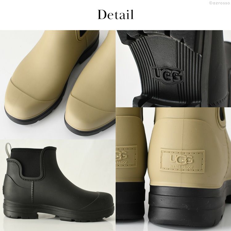 UGG Droplet レインブーツ サイドゴア ショート ヒール おしゃれ ブランド アグ ブラック トープ レディース