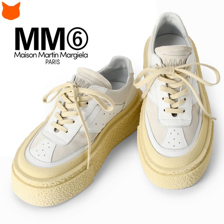 MM6 Maison Margiela(エムエムシックス メゾン マルジェラ)の上質なスムースレザー×柔らかなスエードのプラットフォームスニーカー「S59WS0189P0673」