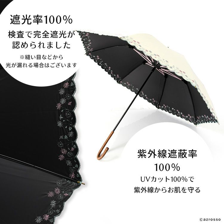 レディース レース日傘 完全遮光 一級遮光 長傘 遮熱 遮光100 内側黒