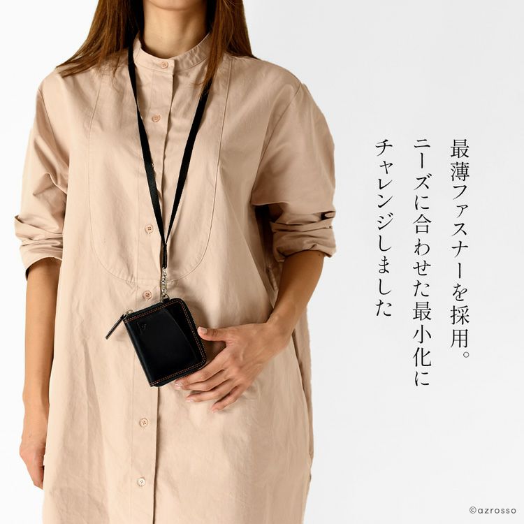 二つ折り財布 本革 ラウンドファスナー ミニウォレット