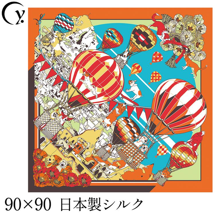 【.Y(ドットワイ)】シルクスカーフ 90×90 カッパドキア 動物 カッパドキア 100％ シルクスカーフ .Y ドットワイ | 横浜