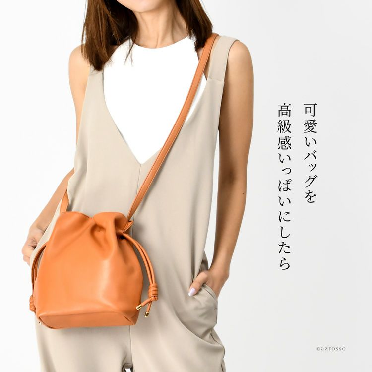 東京の老舗バッグ工房「清川商店」のやわらか本革で上品に仕上げた巾着型ショルダーバッグ
