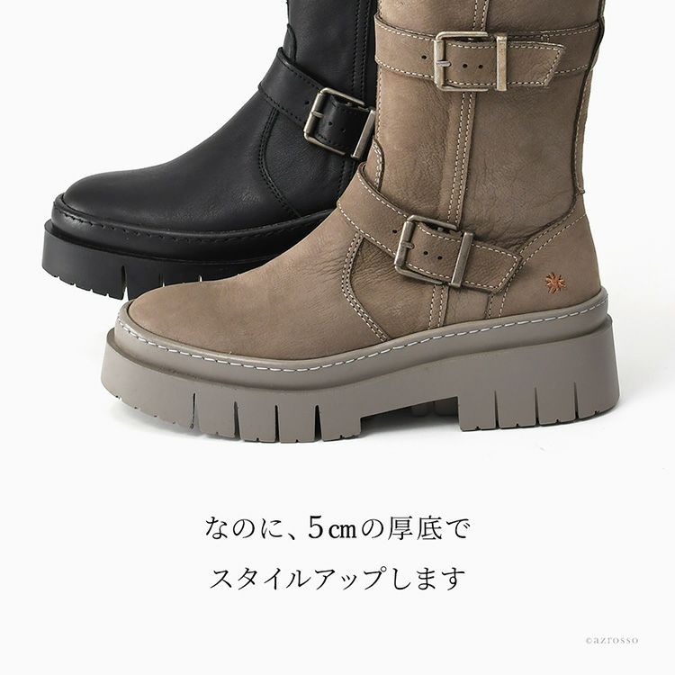 厚底 ブーツ レディース 歩きやすい 本革 エンジニアブーツ ショート