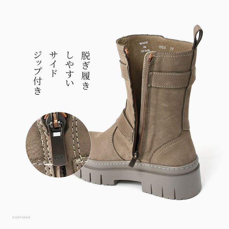 厚底 ブーツ レディース 歩きやすい 本革 エンジニアブーツ ショート